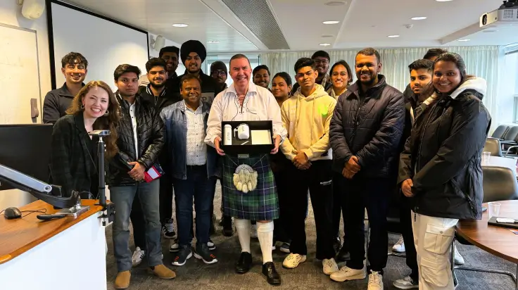 Students of UPES School of Business along with Michael Chambers, Student Recruitment Manager, University of Edinburgh, during a fun and interactive session