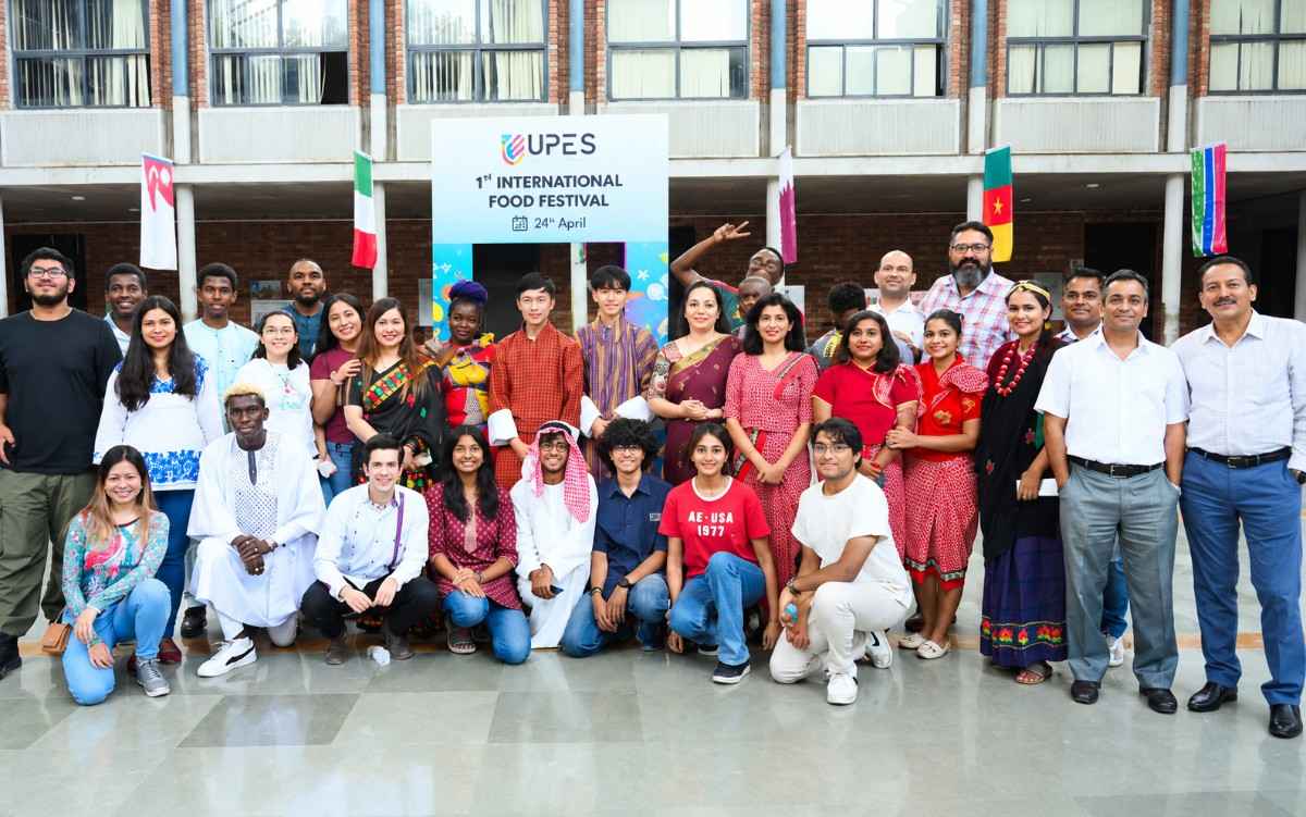 Students and faculty participating in the International Food Festival at UPES